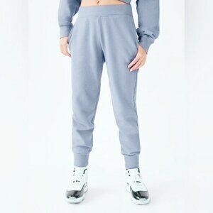 Aritzia TNA Cozy AF Fleece Mid-Rise Boyfried Joggers Pale Blue